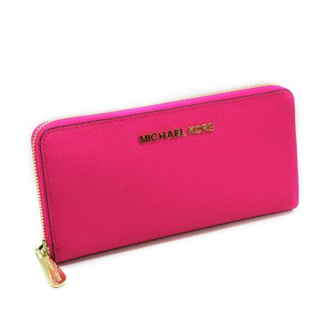 michael michael kors jet set saffiano continental wallet neon pink|michael kors saffiano wallet.